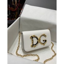 Dolce & Gabbana Nappa Leather DG Girls Shoulder Bag White