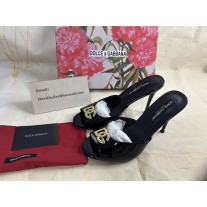 Dolce&Gabbana Patent Leather Mules 100mm With Dg Logo Black