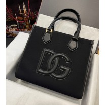 Dolce & Gabbana Shopping Bag DG Embossed Calfskin Nappa Black
