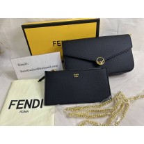 Fendi F is Fendi Chain Pouch In Calf Leather Black