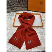Hermes H Logo Cashmere Scarf Wraps Red Gray