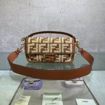 Fendi Baguette Bag With FF Embroidery Brown