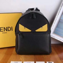 Fendi Bugs Backpack Leather Nylon Black Yellow