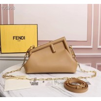 Fendi First Small Khaki Leather Bag
