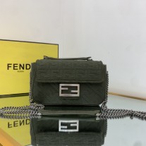 Fendi Iconic Baguette Jacquard FF Bag Army Green