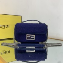 Fendi Iconic Baguette Jacquard FF Bag Dark Blue