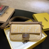 Fendi Medium Baguette FF Bag Brown