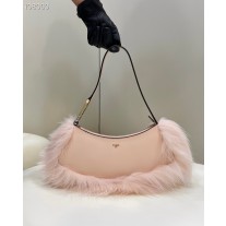 Fendi O'Lock Swing Fox Fur Leather Pouch 8BS068 Pink