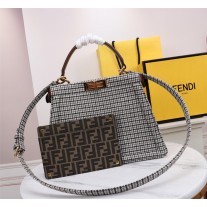 Fendi Peekaboo ISeeU Bag Wool Jacquard Houndstooth