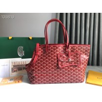 Goyard Chien Gris Bag Goyardine Canvas and Chevroches Calfskin Red