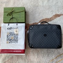 Gucci Briefcase with Back Strap in GG Supreme Black