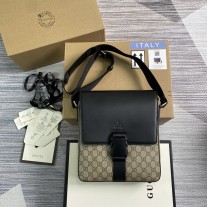 Gucci Buckle Flap Messenger Bag GG Coated Canvas