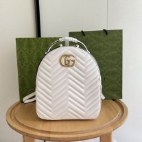 Gucci GG Marmont Quilted Leather Backpack 476671 White