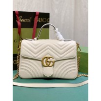 Gucci GG Marmont Small Top Handle Bag 498110 White