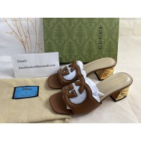 Gucci Interlocking G Cut-Out Slide Sandal 60mm Brown