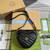 Gucci Interlocking G Mini Heart Shoulder Bag 751628 Black