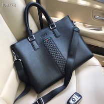 Gucci Men Leather Briefcase Black