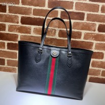 Gucci Ophidia Leather Tote All Black