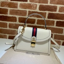 Gucci Ophidia Small GG Grained Leather Top Handle Bag White