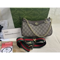 Gucci Ophidia Small Shoulder Bag Beige and Dark Brown