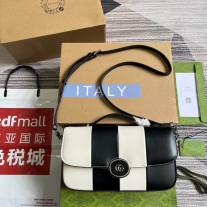 Gucci Petite GG Small Shoulder Bag 739721 Black White