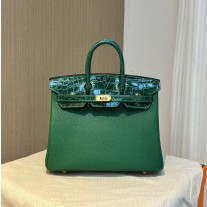 Hermes Birkin 25 Bambou Shiny Alligator Togo Touch Gold Hardware
