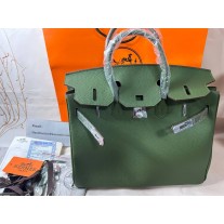 Hermes Birkin 35cm Bag Palladium Plated Army Green