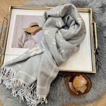 Hermes Cashmere Scarf Wraps Hermes Logo Black/Pink/Gray