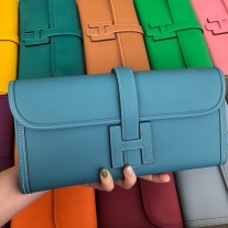 Hermes Jige Elan 29 Clutch Bag Epsom Leather Blue