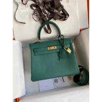 Hermes Kelly Bag 25CM Togo Calfskin Dark Green