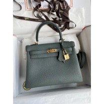Hermes Kelly Bag 25CM Togo Calfskin Vert Amande