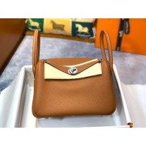 Hermes Lindy 26CM 30CM Bag Togo Leather Brown Silver Hardware