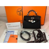 Hermes Mini Kelly 20 Epsom Palladium Hardware Black