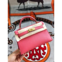 Hermes Mini Kelly II Bag Chèvre Mysore Gold Hardware Rose