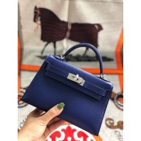 Hermes Mini Kelly II Bag Chèvre Mysore Leather Navy