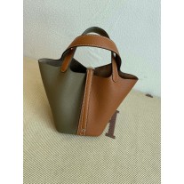 Hermes Picotin Lock 18 Bag Army Green Brown Clemence Palladium Hardware