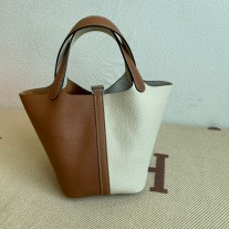 Hermes Picotin Lock 18 Bag Gray Brown Clemence Palladium Hardware