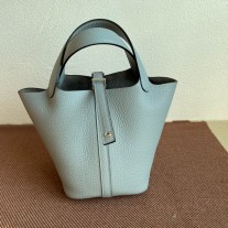 Hermes Picotin Lock 18 Bag Light Blue Clemence Palladium Hardware