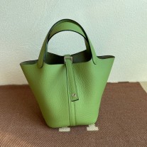 Hermes Picotin Lock 18 Bag Light Green Clemence Palladium Hardware