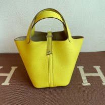 Hermes Picotin Lock 18 Bag Light Yellow Clemence Palladium Hardware
