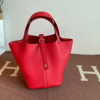 Hermes Picotin Lock 18 Bag Matte Red Clemence Palladium Hardware