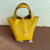 Hermes Picotin Lock 18 Bag Yellow Clemence Palladium Hardware