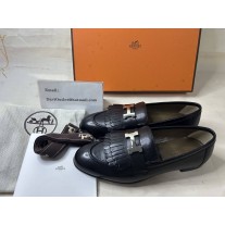 Hermes Royal Loafers In Black Calfskin