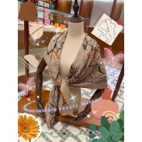 Hermes Scarf Wraps Square Shawl Streak Beige