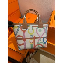 Hermes Steeple 25 Equestrian H Plume Canvas & Swift Calfskin Bag