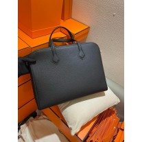 Hermes Victoria Light Briefcase Handbags Togo Leather Black