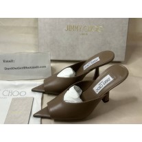 Jimmy Choo Maryanne 100MM Nappa Leather Sculptural Mules Chocolate
