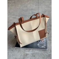 Loewe Cushion Canvas Tote 35CM Beige Brown