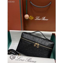 Loro Piana Extra Pocket Pouch L 19 Ostrich Black