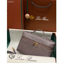 Loro Piana Extra Pocket Pouch L 19 Ostrich Taro